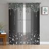 Black Shiny Diamond Droplet Texture Voile Sheer Curtains For Living Room Window Tulle Curtain Kitchen Bedroom Drapes Home Decor