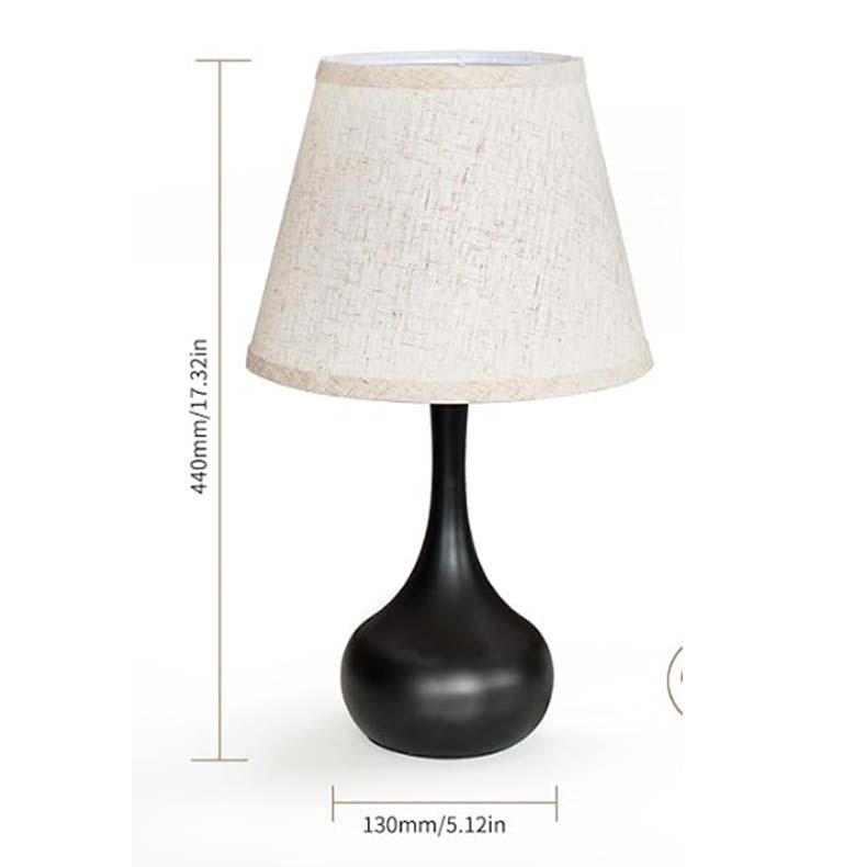 Modern Minimalist Black Gourd LED Touch Dimmable Table Lamp Fabric Shade Bedside Reading Light for Bedroom Study Office Warm Eye-Care