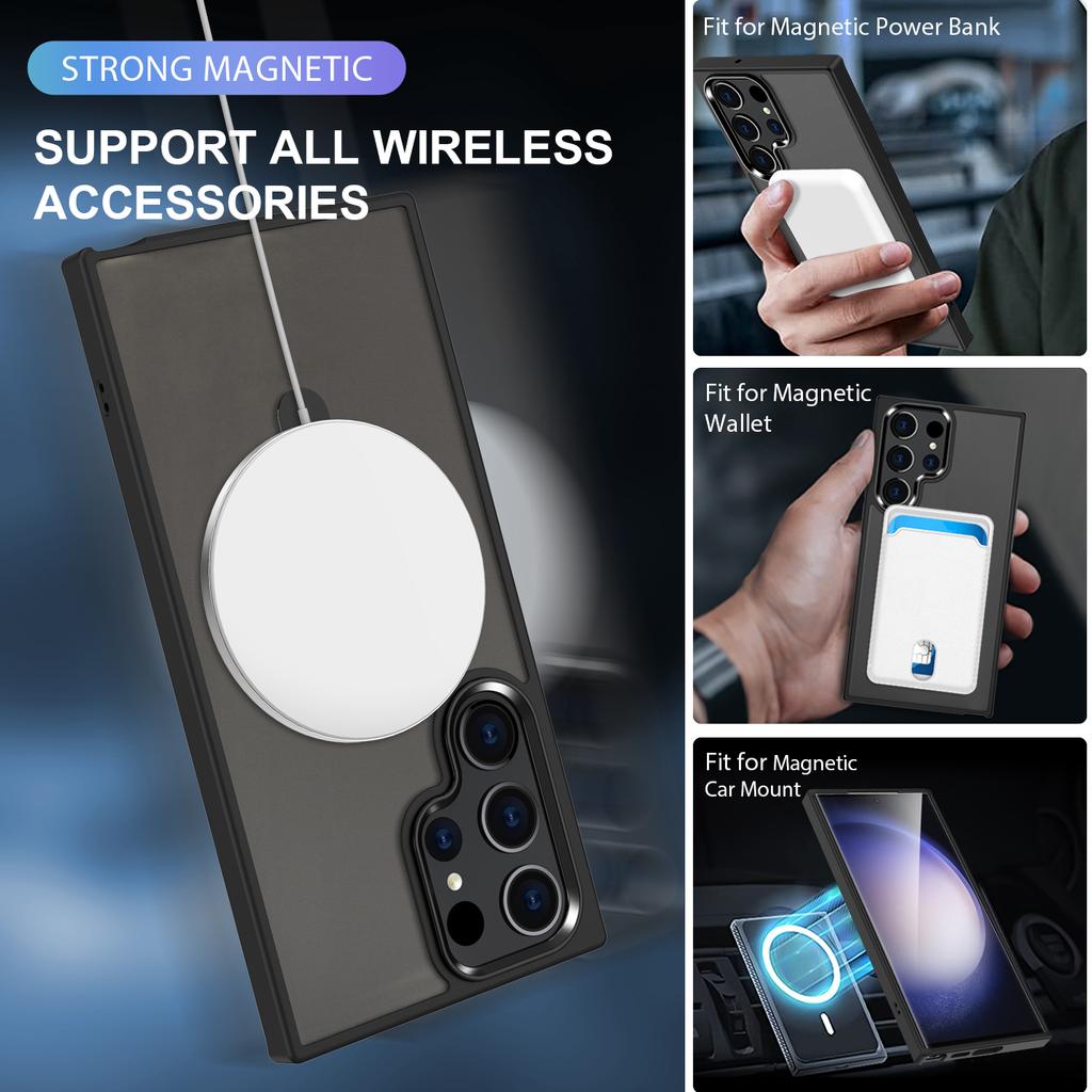 For Samsung Galaxy S23 Ultra Case Compatible with MagSafe Kickstand PC Phone Cover