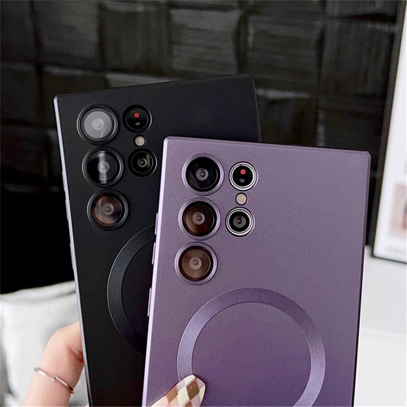 Samsung S25FE Magnetic Case with Frosted Metallic Finish, Anti-Drop Protection, Full Wrap for S25 Edge, S24 Ultra, and S23 Plus.