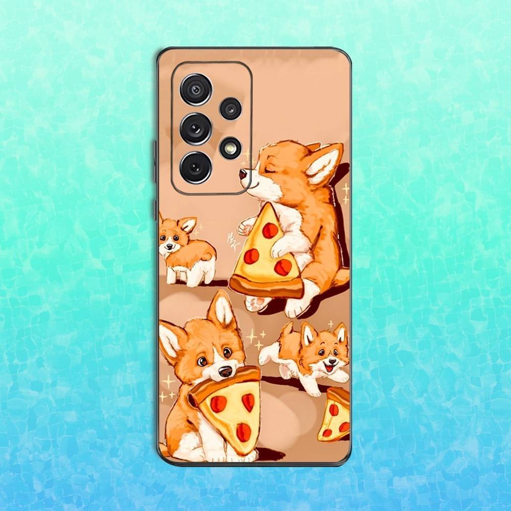 Cartoon Cute Corgi Dog Phone Case For Samsung S25,S24,S23,S22,S21,S20,S10,Ultra,Plus,Lite,FE,Soft Silicone Black Cover
