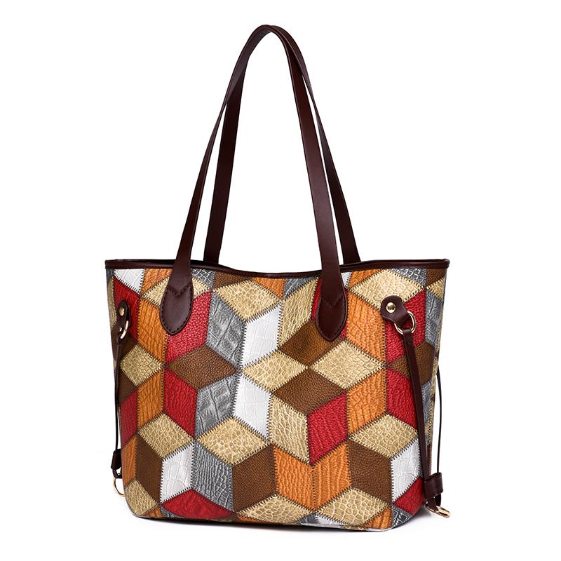 Комплект из 2 больших сумок с геометрическим узором, модная сумка через плечо, женская большая сумка с клатчем для монет