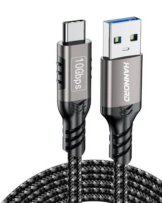 Два порта USB Type C 10 Гбит/с, совместимые с USB Gen 2 для передачи данных, и кабель 60 Вт 20 В 3 А с быстрой зарядкой, в нейлоновой оплетке, с алюминиевыми разъемами, совместимый с Samsung Galaxy