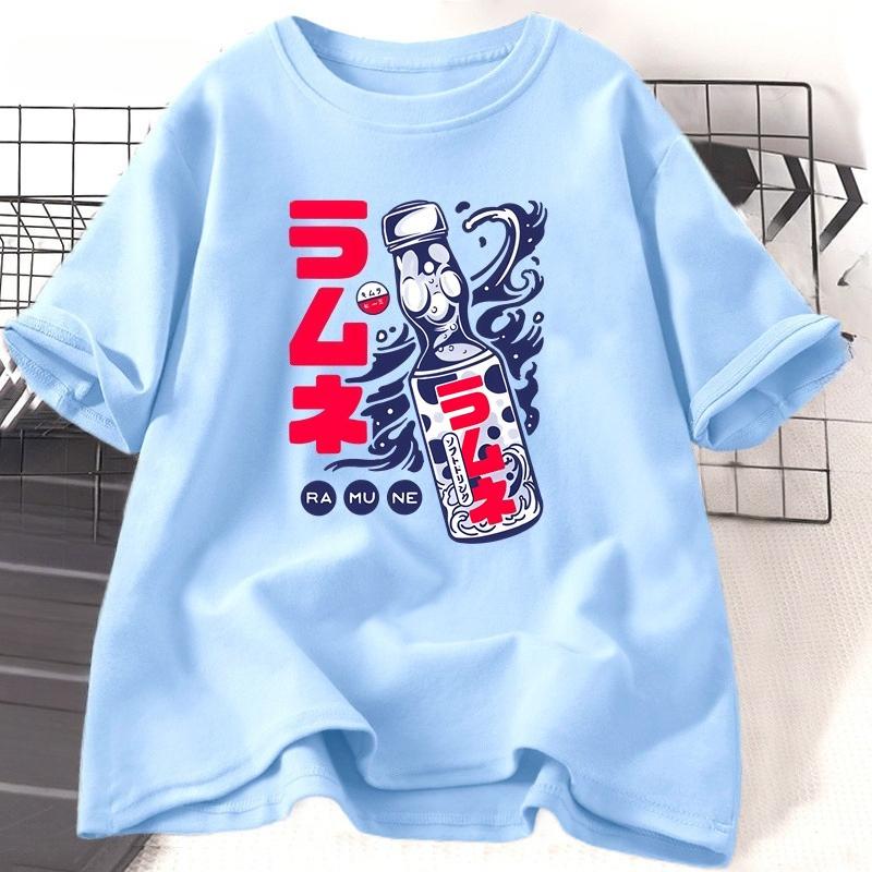 Ramune Japanese Soda Drink Tshirt Unisex WOMEN Cotton Round Neck Graphic T Shirts Casual Summer Loose T Shirt Fashion Clothes