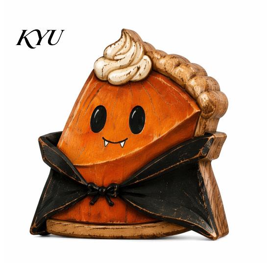 Cute Ghost Pumpkin Decorations Wooden Halloween Ornaments, Retro Desktop for Home Table Tiered Solid Wood Craft Ornament Tray Decor, Rustic
