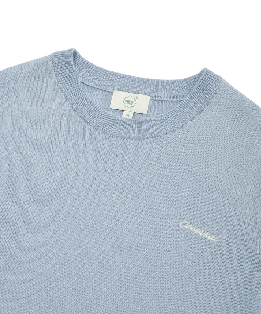 COVERNAT WOMAN Twist Wool Short Sleeve Knit Light Blue