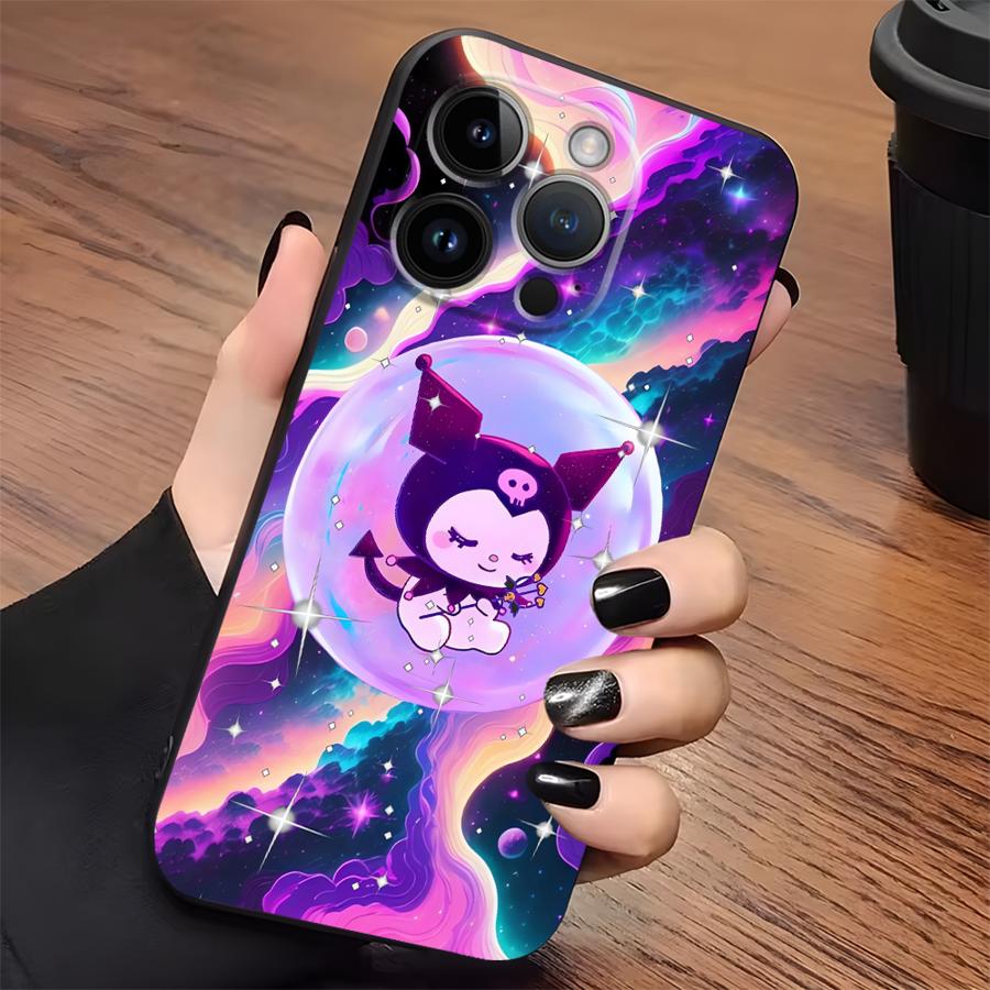 Милый чехол Sanrio Kuromi для iPhone XR 17Air 7 8 13 12 11 17 Pro Max 15 16 14 Plus XS Max Черный Мягкий чехол для телефона