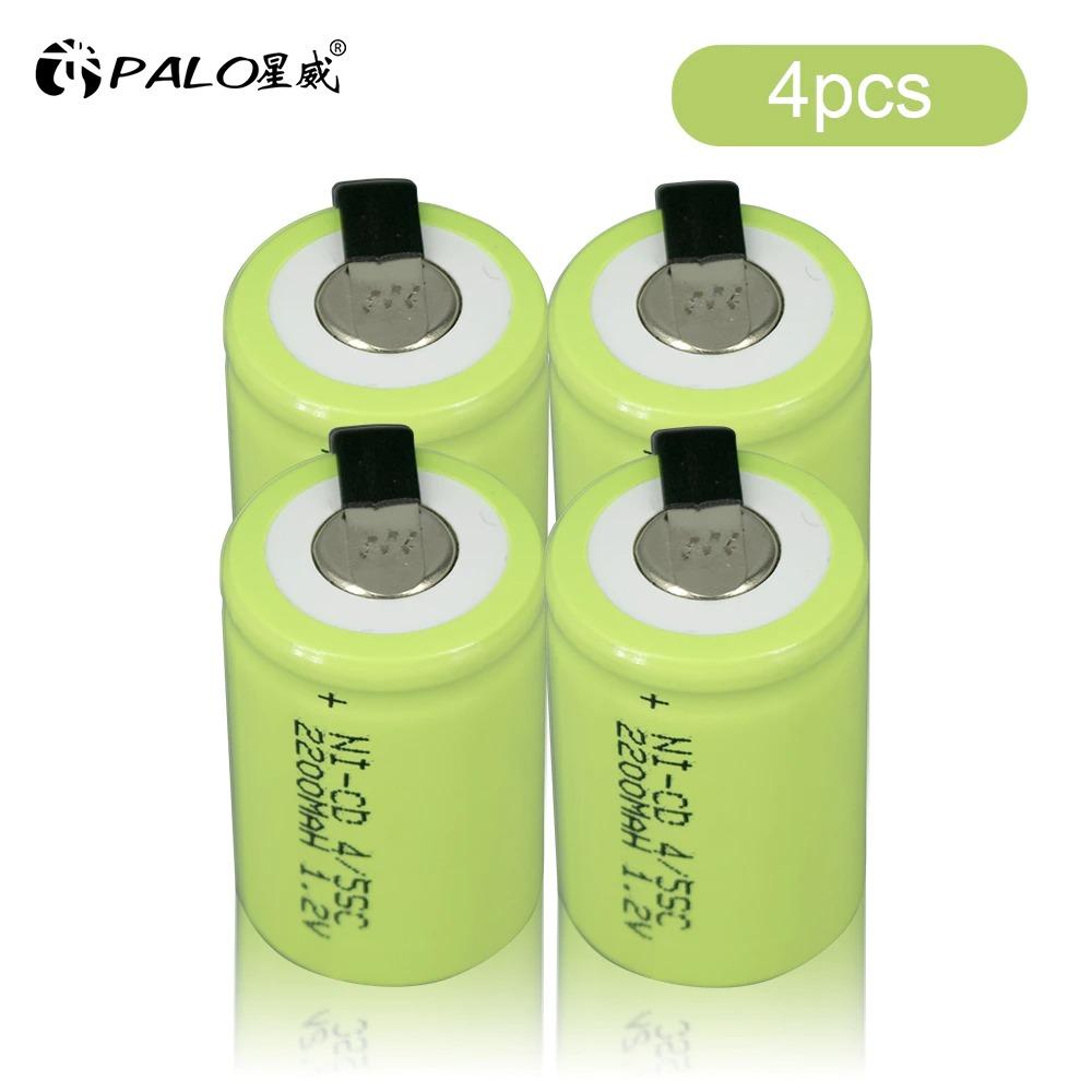 PALO Аккумуляторная батарея 1,2 В 4/5SC, ​​2200 мАч, 4/5 SC Sub C Ni-CD, со сварочными выступами для электрической дрели, отвертки