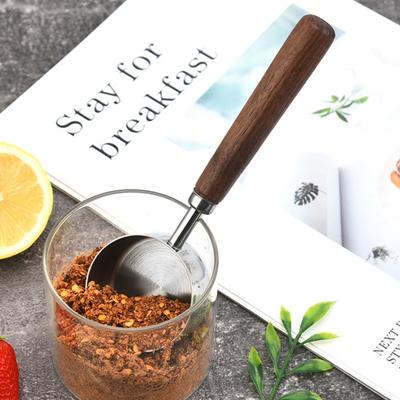 Мерные чашки из нержавеющей стали с деревянной ручкой, мерная ложка для кофейных зерен, градуированная мерная ложка для приготовления пищи, выпечки, еды для собак и кошек