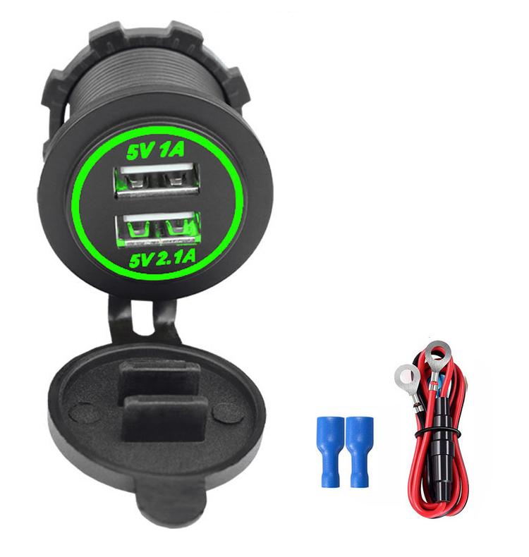 Универсальное автомобильное зарядное устройство 3.1A, 12 В-24 В постоянного тока, водонепроницаемое зарядное устройство с двумя USB-портами, 2-портовая розетка для смартфона, автомобиля, лодки, морского пехотинца