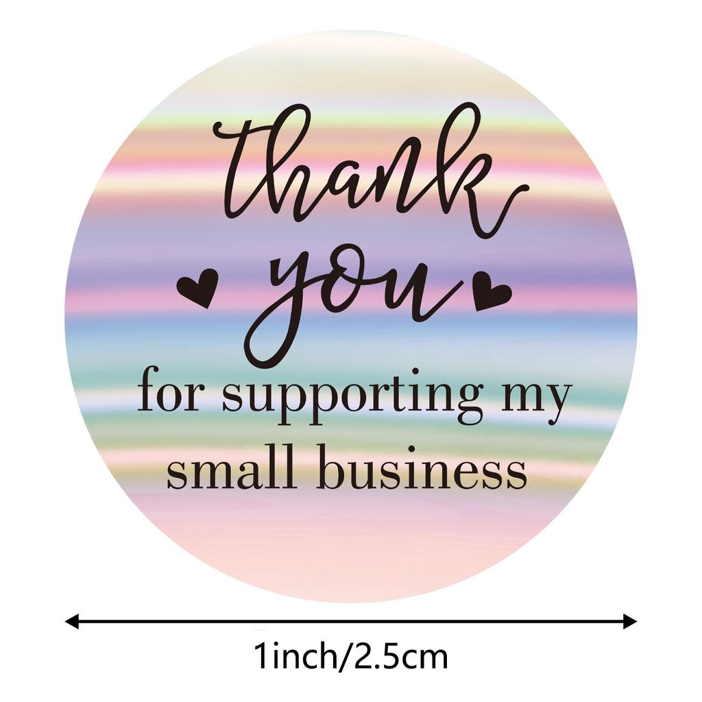 100-500 шт. 1 дюйм, спасибо за поддержку моего малого бизнеса, наклейки, радужные лазерные наклейки для канцелярских товаров, упаковочные коробки, этикетки