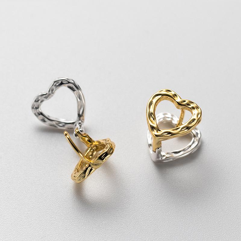 foxanry Серьги-гвоздики серебряного цвета для предотвращения аллергии для женщин, модные креативные полые серьги с сердечками и геометрическими геометрическими украшениями ручной работы, вечерние украшения