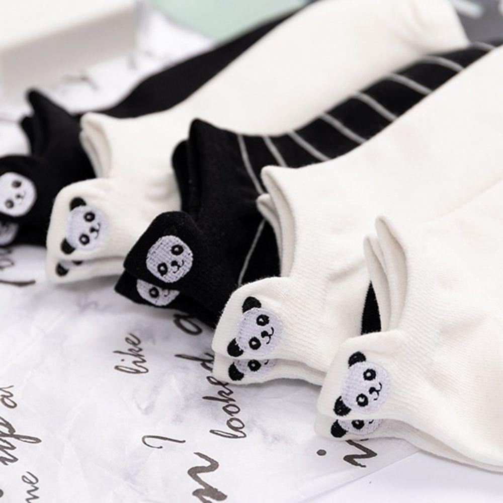 Female Shallow Mouth Girls Short Heel Socks Embroidery Panda Socks Women Cotton Socks Ankle Socks