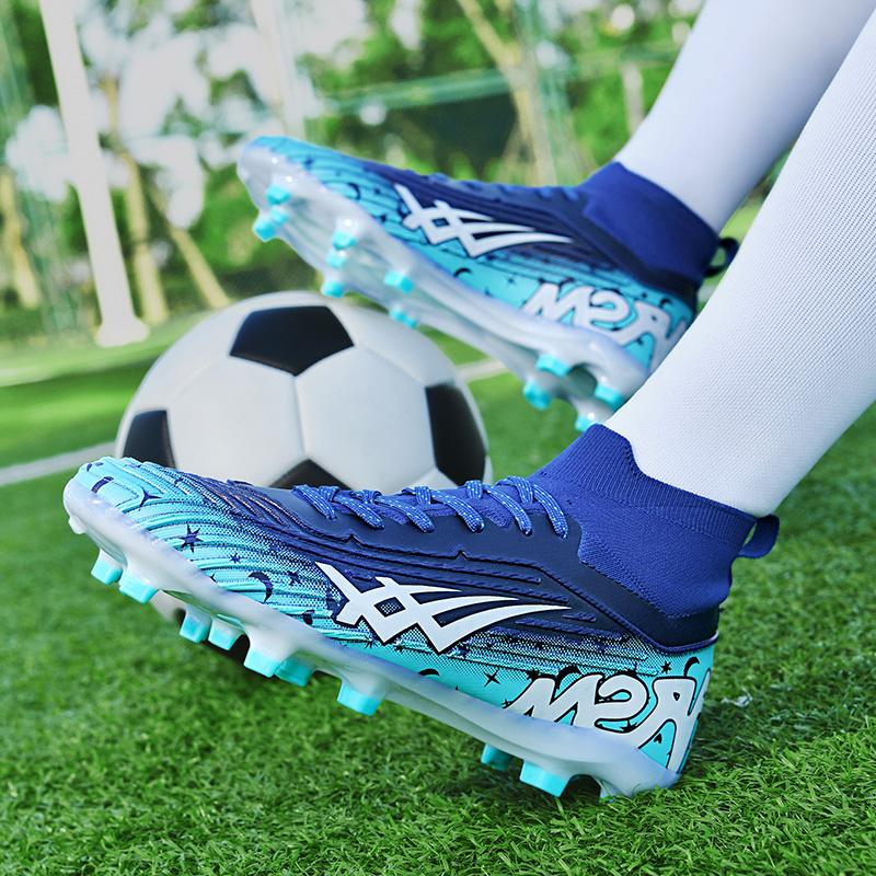 Fashion Pink Football Field Boots Men High Top FG Soccer Shoes Man Outdoor Profession Lightweight Men's Artificial Grass Soccer Cleats