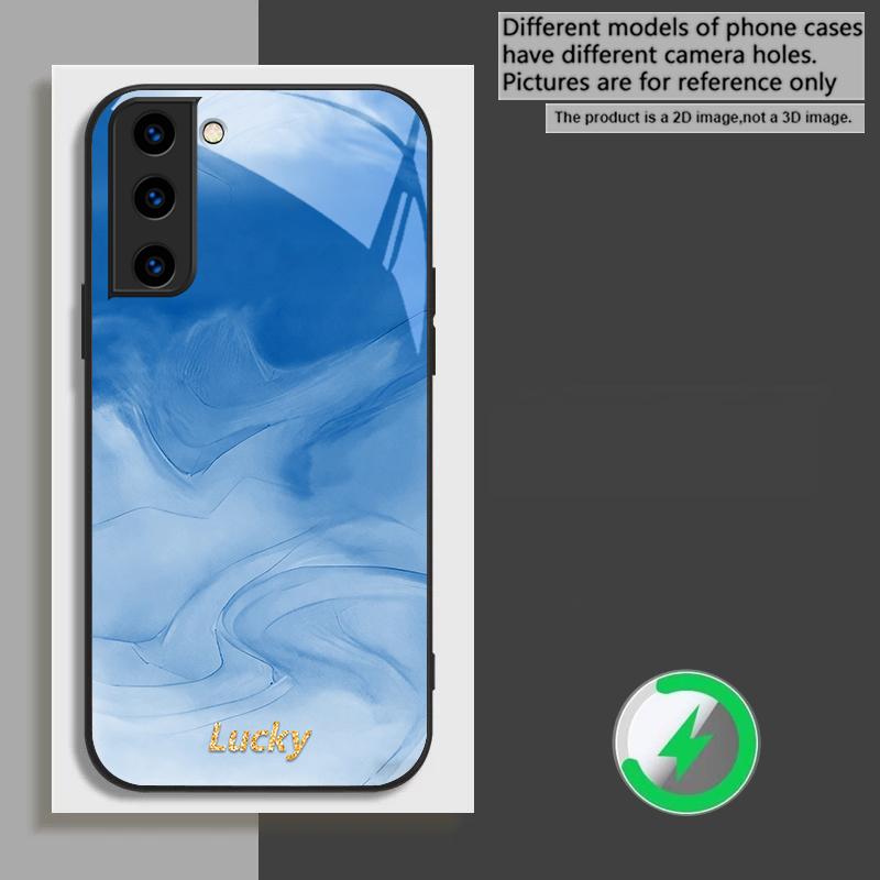 Чернильная wash коннотация синий Для Samsung Galaxy S26 Ultra S20 FE S21 S22+ S23 Plus S24 Ultra 25 Edge Для Magsafe Стеклянный чехол для телефона