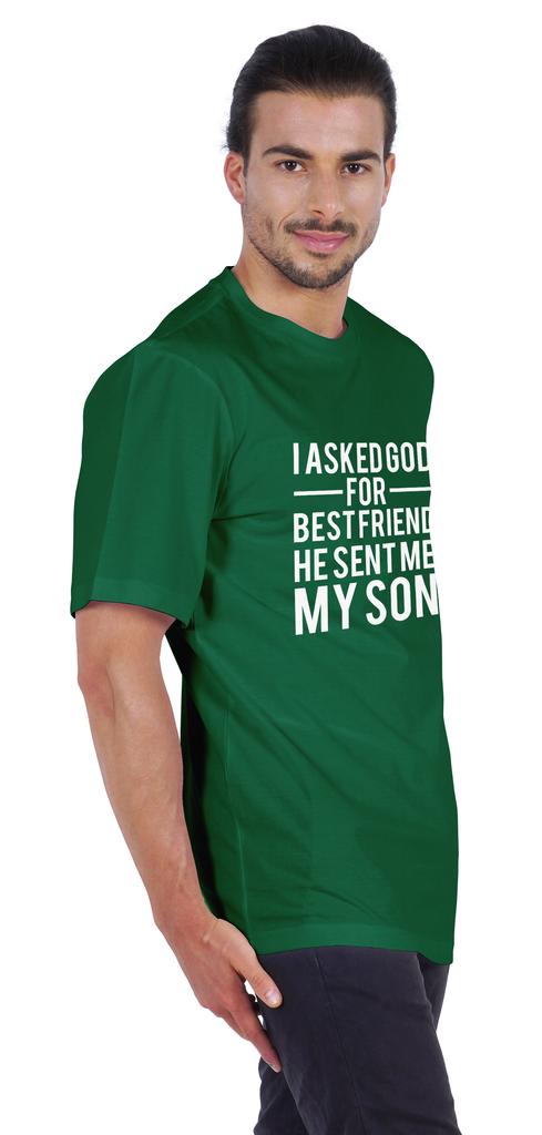 Inkmeso Men  S Graphic Printed   I Asked God For Best Friend He Sent Me My Son   Tshirt Crew Neck Tee For Father Son