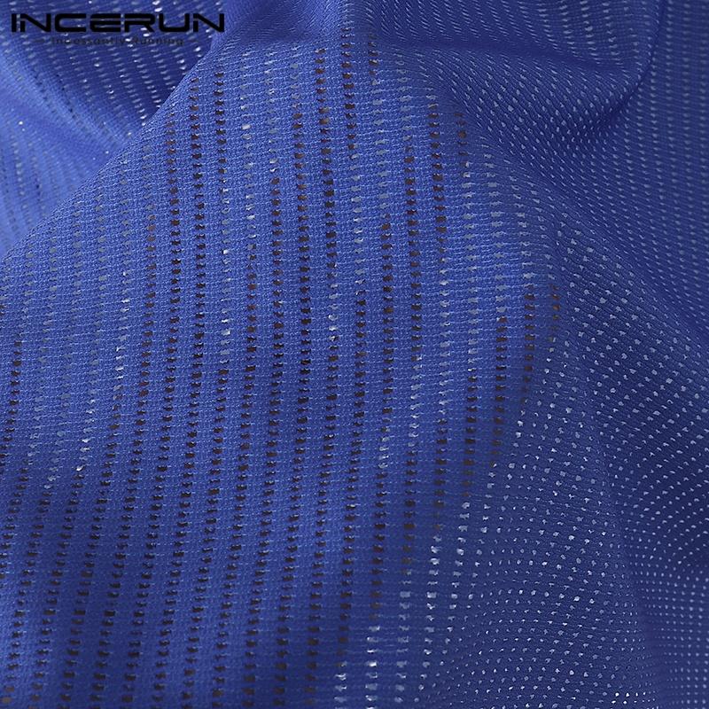 INCERUN Мужские футболки с коротким рукавом, градиентные, с вырезами, повседневные, свободные