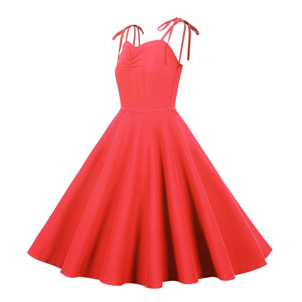 Women's Fashion Temperament Retro Polka Dot Lace-up Backless Set Neck Big Swing Puffy Casual Performance Dress