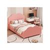 Lit Enfant - MUVOE - 90 X 200 Cm - Velours Rose Doux - Cadre En Bois Robuste - Design Nuage