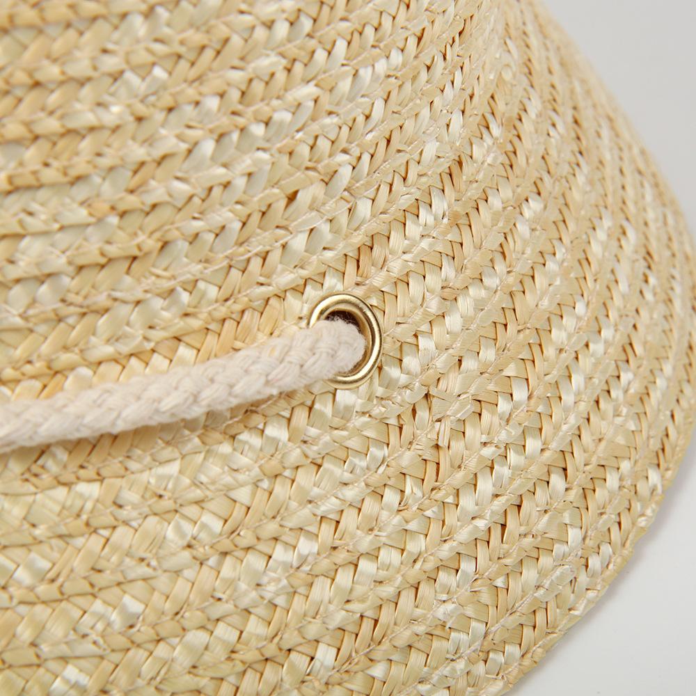 European and American fashion windproof rope straw straw hat spring and summer sunshade bucket hat beach vacation sunscreen basin hat with chin rope