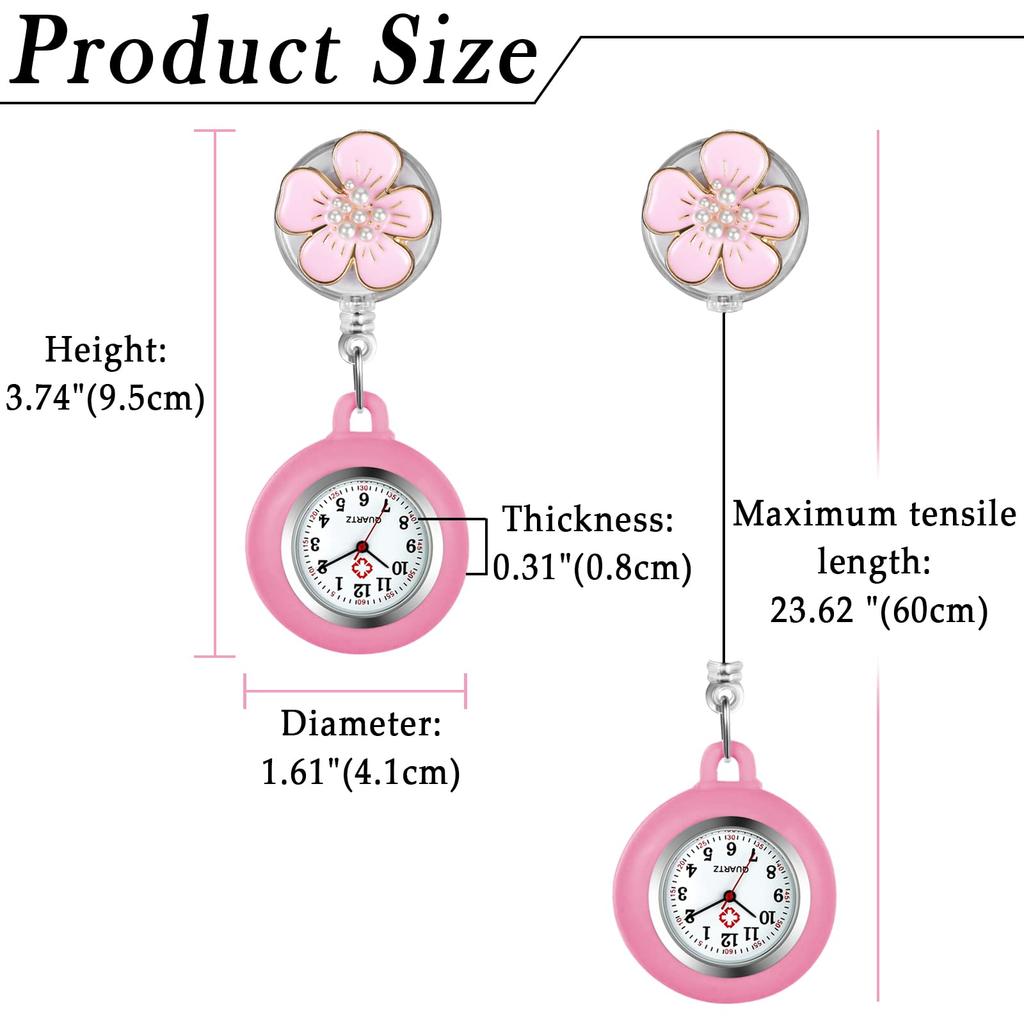 Lancardo Медсестра Часы Часы Медсестра Силиконовые Часы Карманные Часы Клип Растягивающиеся Милые Цветочные Женские Аналоговые Часы Карманные Часы