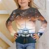 Children's Airplane 3D Digital Printing Girl Fun and Fashionable Round Neck Long Sleeved T-shirt
