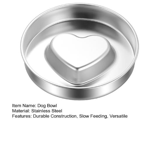Slow-Eating Dog Bowl Heart-Shaped Ridge Anti-Slip Design Bloating Prevention Dog Dish Pet Digestion Aid Bowl