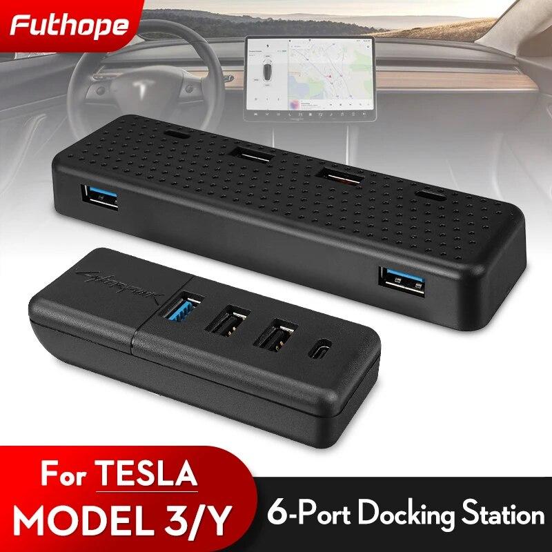 Futhope Подлокотник-бардачок Порты USB-хаба для Tesla Model 3 Y -2022 Сплиттер Док-станция 6/4 в 1 USB-сплиттер для переднего пассажира