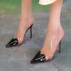 Модные женские шлепанцы с острым носком, на высоком каблуке, элегантная обувь, сексуальные туфли-стилеты, туфли на каблуке, женская обувь, летний тренд 2025, женская обувь