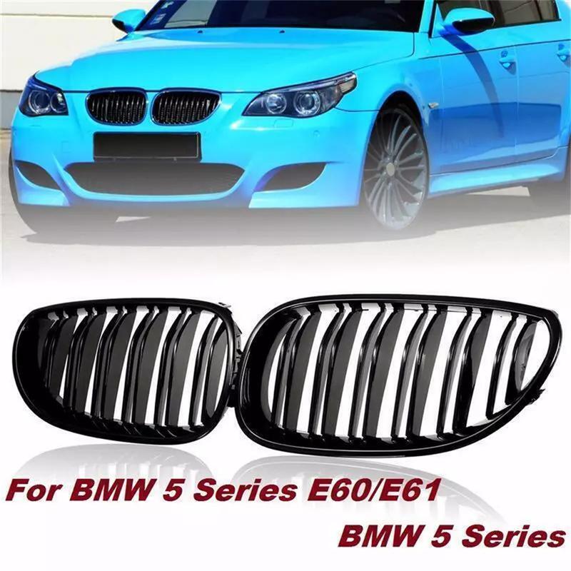 For BMW E60 E61 M5 5 Series 520i 545i 550i 535i 2003-2010 Front Bumper Kidney Racing Grille Car Double Line Sport Grill