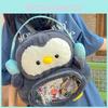 Penguin Cartoon Theme Plush Backpack Outdoor Large Capacity Transparent Itabag