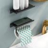 Aluminum Alloy Toilet Paper Holder Shelf With Tray Bathroom Accessories Kitchen Wall Hanging Punching Toilet Paper Roll Holder