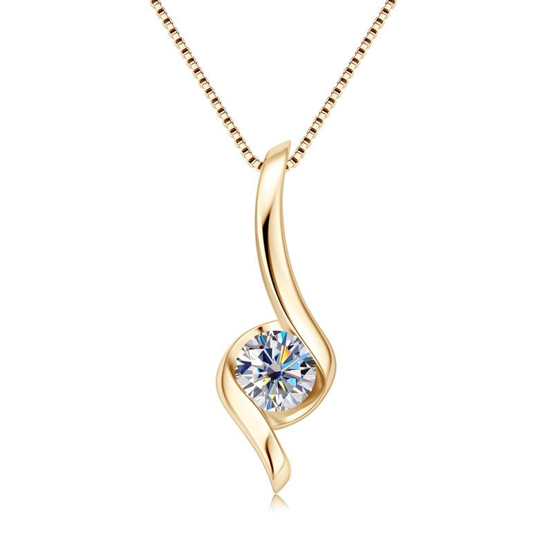 Silvere Glam Модное, легкое, роскошное и высококачественное ожерелье с подвеской в виде молнии из муассанита. Подарок на День святого Валентина для женщин.