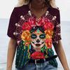 Plus Size 7XL Fashion Woman Blouses 2024 T-shirt Women's 3d Clown Print Color Skull V-neck T Shirt Female Clothing Oversized Summer Tops Tees