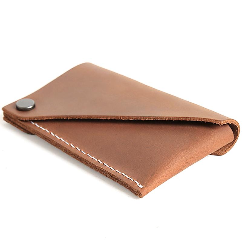 Дизайнерский минималистский кожаный держатель карт для мужчин, винтажный чехол для карт, тонкий кошелек для карт