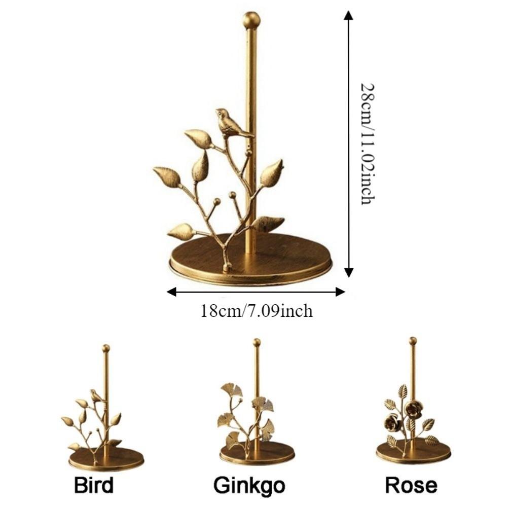 Rose Shaped Roll Paper Towel Holder Ginkgo Leaf Tissue Stand Tissue Storage Rack for Kitchen