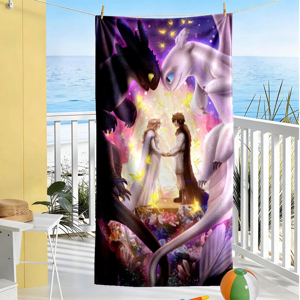 How Train Dragon1 Beach Towel Super Soft Microfiber Quickdry Fabric Comfortable Lightweight Suitable for Swimming, Gym, Camping, Yoga Vacation
