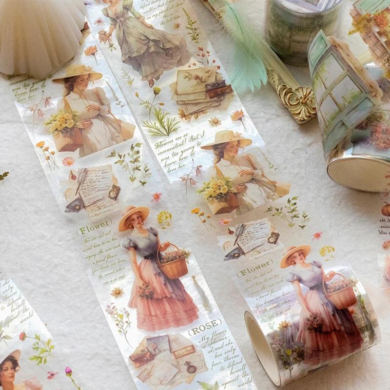 5cm*2m Vintage PET Tape Decorative Stick Labels Diary Album Scrapbooking Material Handmade Junk Journal Supplies
