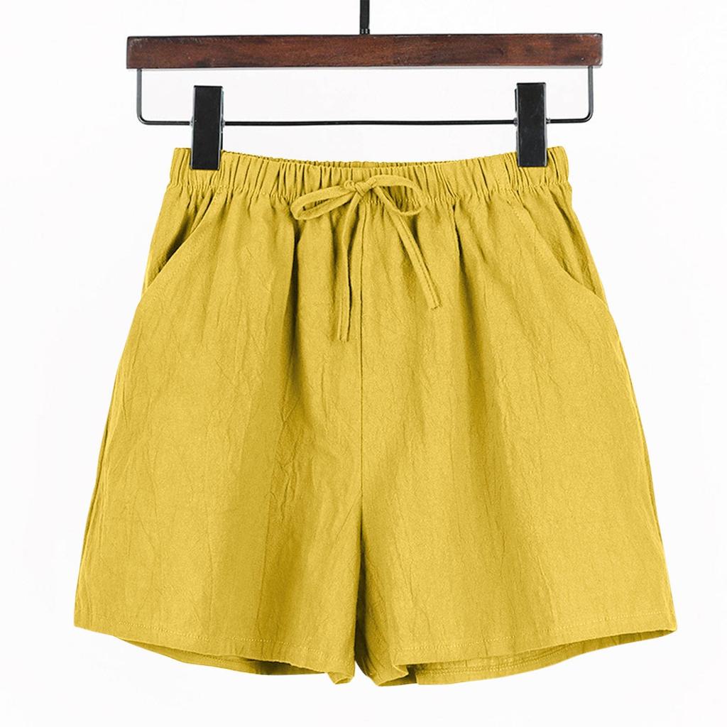 Casual Shorts High Waisted Cotton Hemp Straight Leg Wide Leg Pants