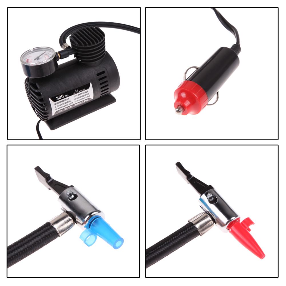12V Smart Tire Pump with Pressure Gauge Electric Air Pump Car Electric Tire Inflator for Moto Bike Car Tyre