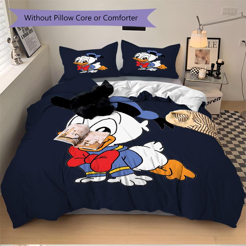 3pcs The Small Donald Duck Quilt Cover Set (1 Quilt Cover + 2 Pillowcases Without Pillow Core), High-Definition Printing for Home and Dormit