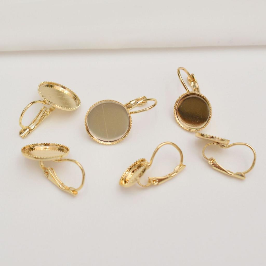 10pcs Tray French Ear Hook, Inner Diameter 10-14Mm Diy Jewelry Accessories Time Gemstone Tray