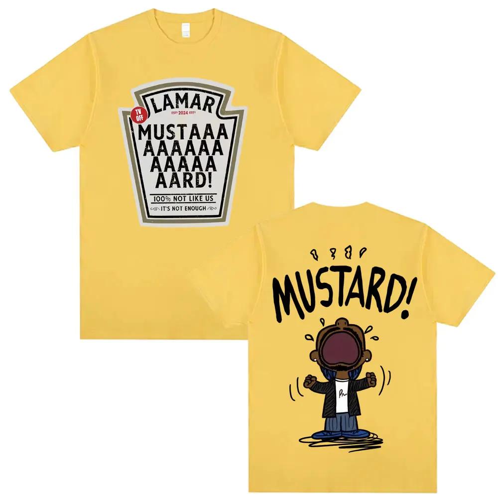 Кендрик Ламар Горчичные Футболки Унисекс Харадзюку Хип-Хоп С коротким рукавом Популярная Музыка Футболка Повседневная Футболка