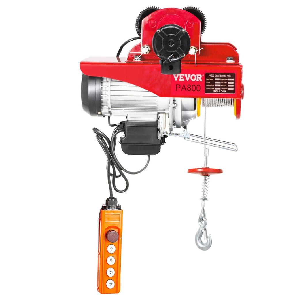 800Kg/1700Lbs Electric Trolley Hoist 1300W Electric Hoist Winch Double 12M/40Ft , Electric Hoist Electric Forklift Steel Pallet Holder Lever Garage
