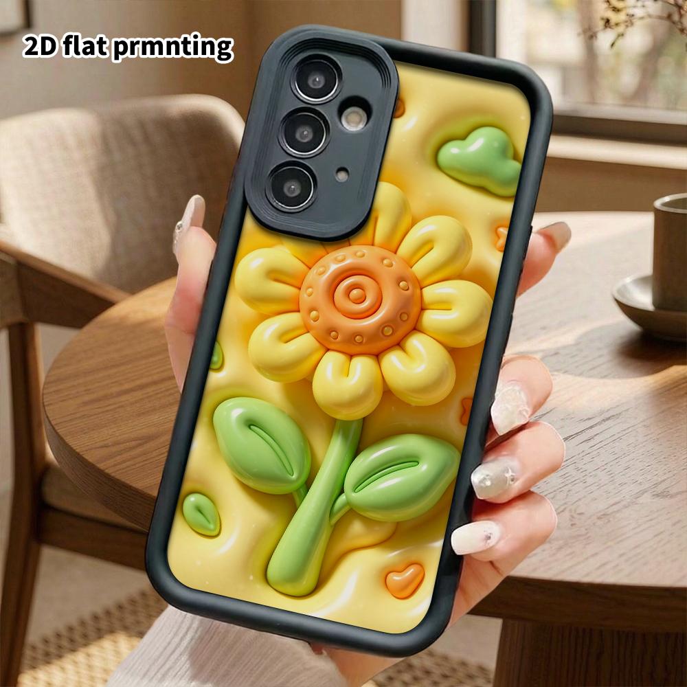 Phone Case: 2D flat design suitable for Samsung Galaxy A34 A35 M05 M06 S20 S22 S21 FE Plus 5G protective case, sunflower and little bee, perfect holid