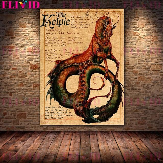 Глубоководная сигнализация и записки русалки Ретро настенная живопись на холсте Половина человека Ипподром и лесной эльф полевой плакат с заметками