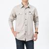 Spring and Autumn New Cotton Long Sleeve Shirt Men's Large Size Loose Solid Color Casual Top Military Washing Shirt Men