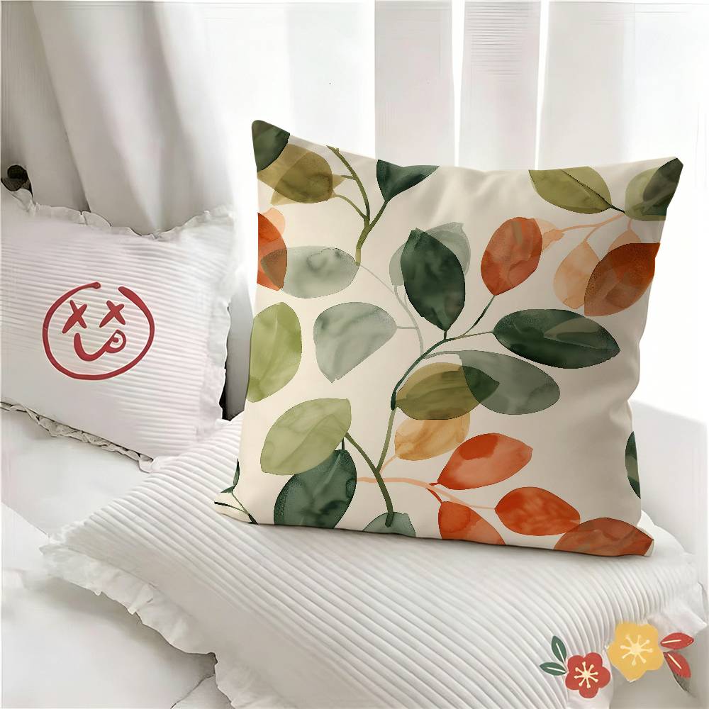 pc Artistic Leaves Pillow Case Fashion Square Pillowcase Bedroom Sofa Room Ins Decoration Leisure