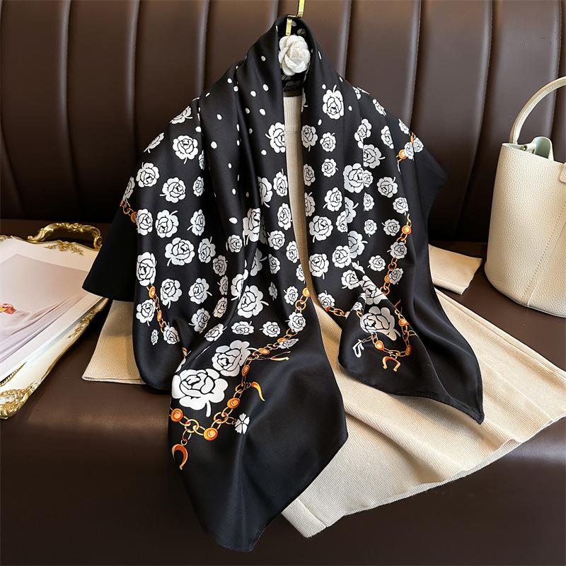 90 * 90 см новый твил шелк простой солнцезащитный теплый большой квадратный шарф шаль платок для женщин