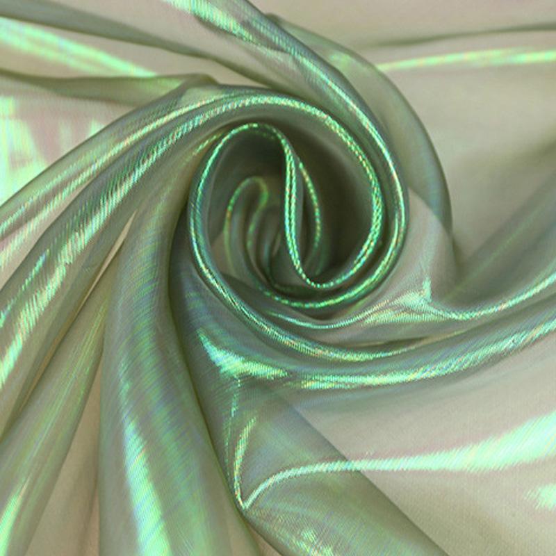 Красочная Органза Яркая Шелковая Сетчатая Ткань Шифрование Фантазия Лазерная Стеклянная Пряжа Ткань DIY Костюмы для Сценических Выступлений Свадебный Декор
